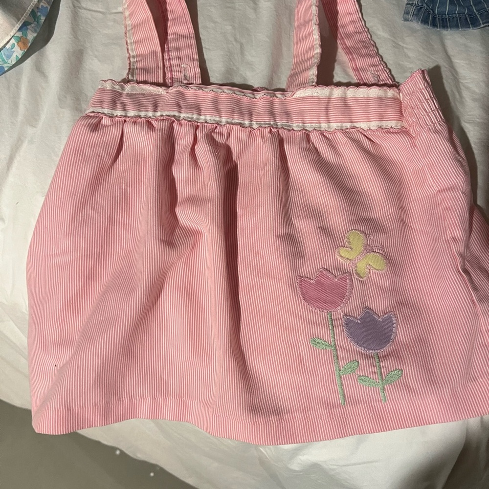healthtex Pink Striped Sundress with Floral Applique